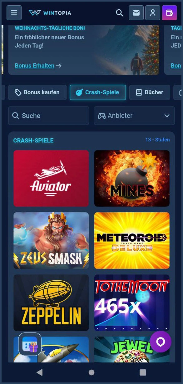 Crash-Minispiele bei Wintopia