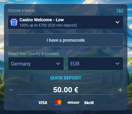 Schnelle Anmeldung mit Willkommensbonus bei Wintopia